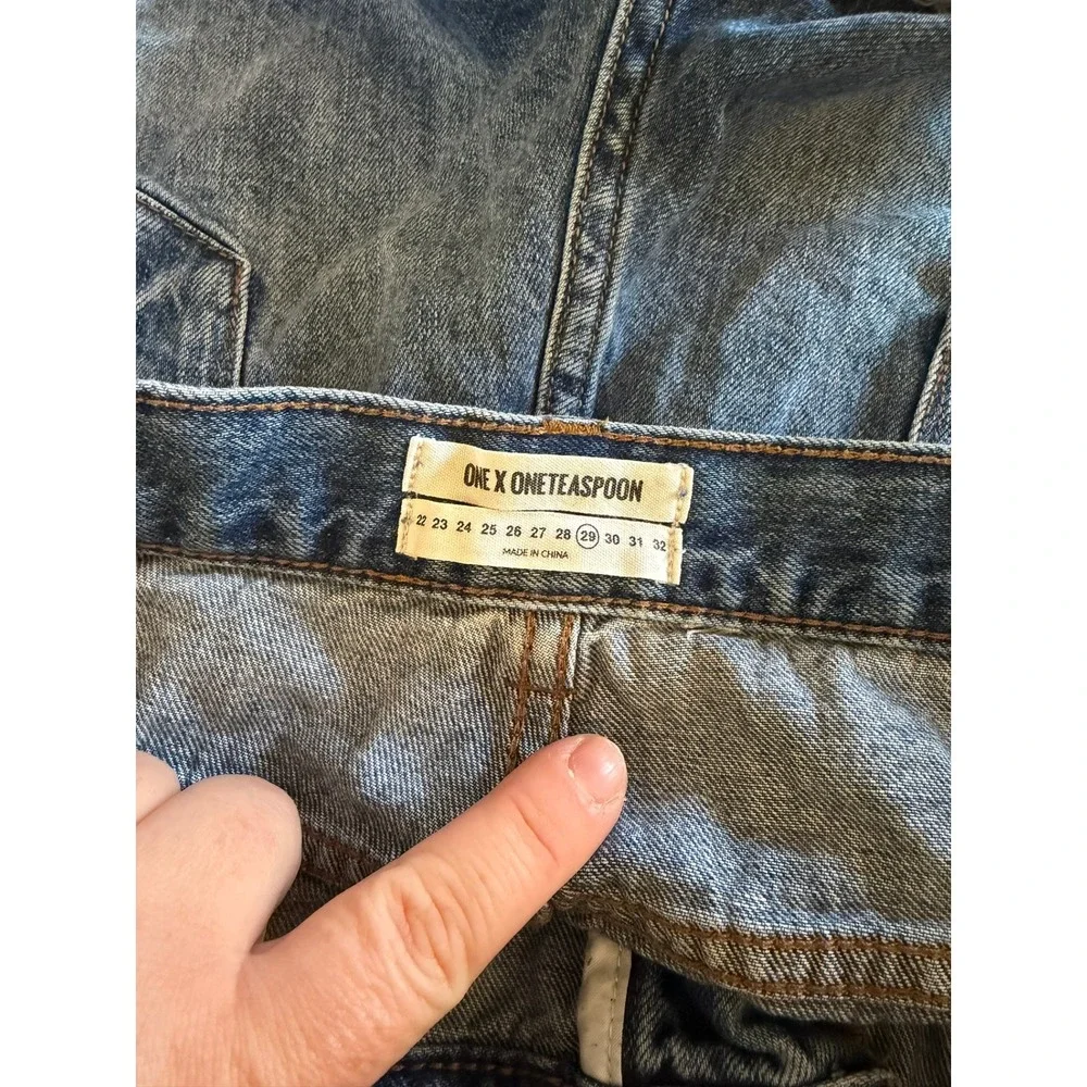 One Teaspoon $118 Sz 29‎ Bandits Relaxed Long Rise Twisted Cuff Denim Shorts